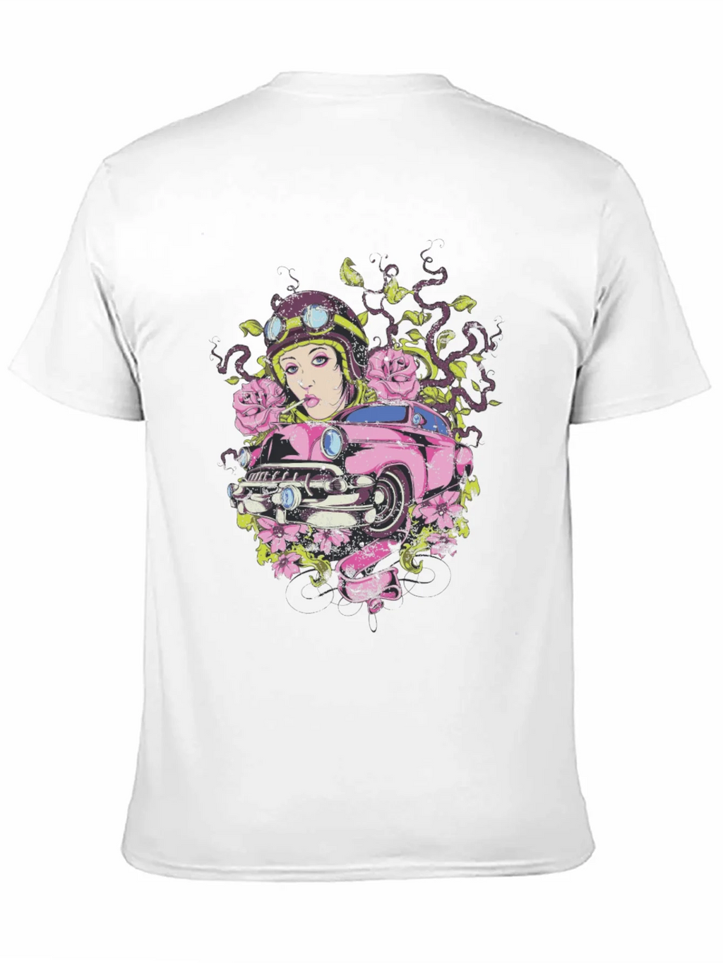 Vintage Car Girl Graphic Tee - Cool Black T-Shirt product image 2