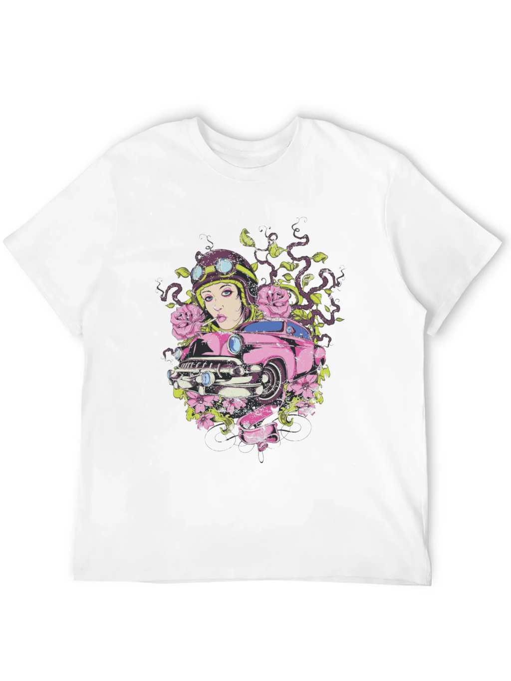 Vintage Car Girl Graphic Tee - Cool Black T-Shirt product image 3