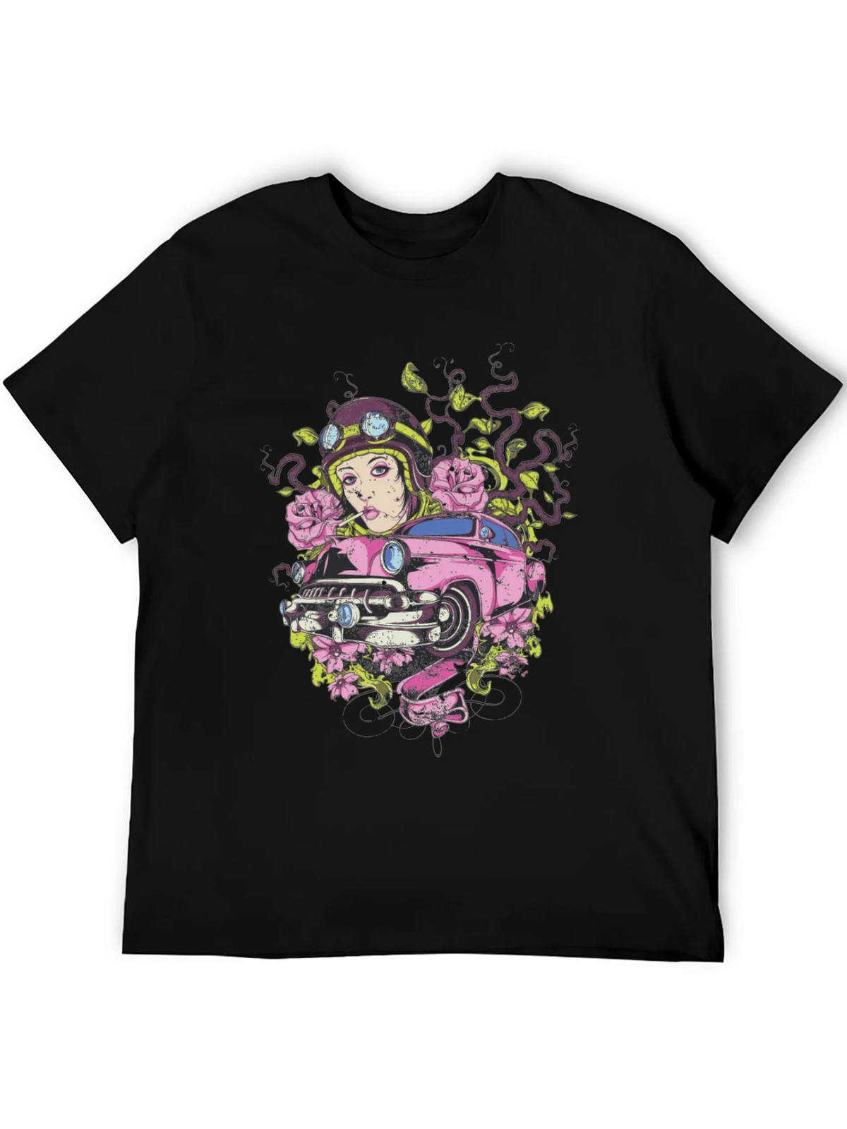 Vintage Car Girl Graphic Tee - Cool Black T-Shirt product image 8