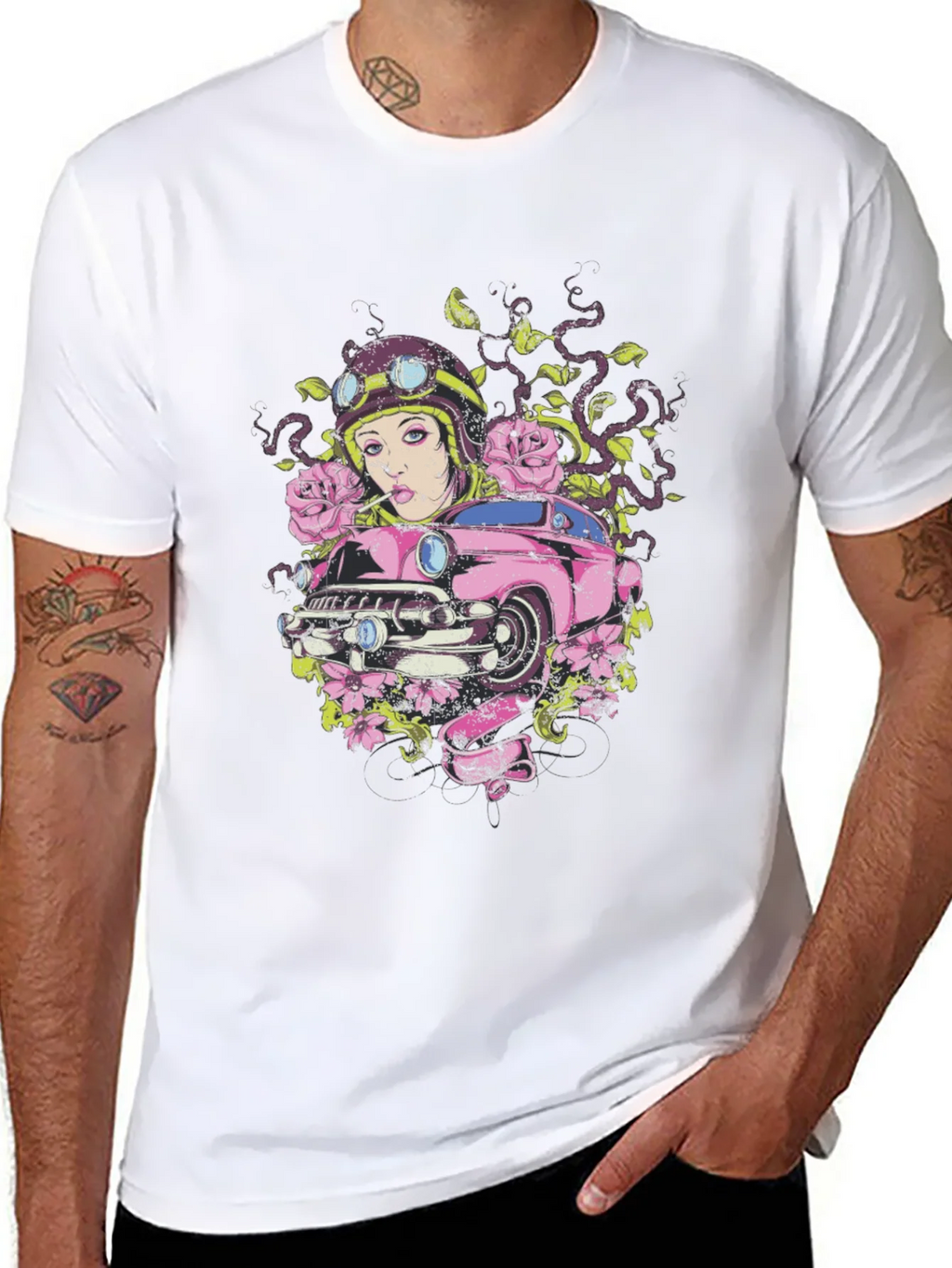 Vintage Car Girl Graphic Tee - Cool Black T-Shirt product image 10