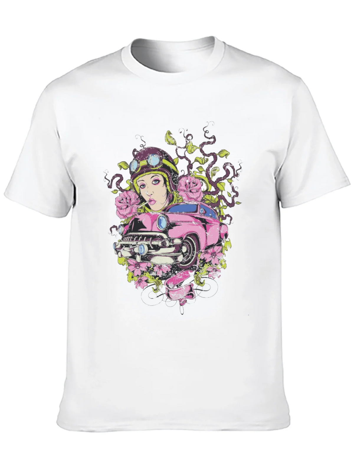 Vintage Car Girl Graphic Tee - Cool Black T-Shirt product image 12