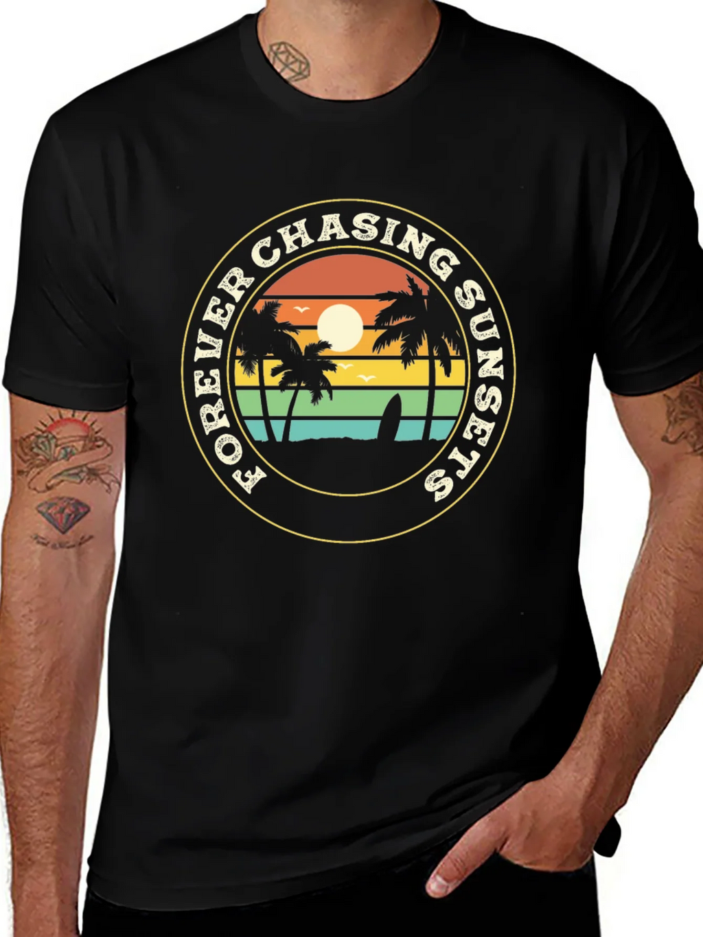 Forever Chasing Sunsets Black Graphic Tee product image 1