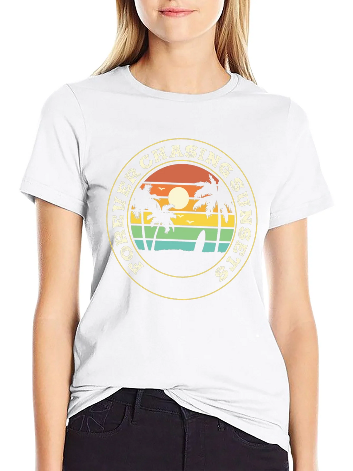 Forever Chasing Sunsets Black Graphic Tee product image 11