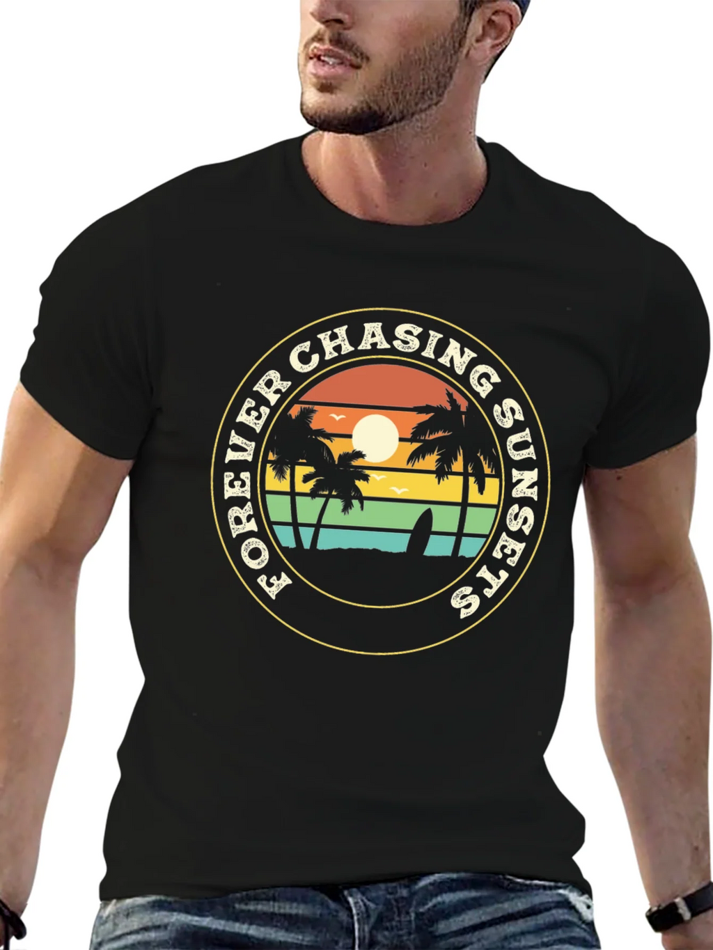 Forever Chasing Sunsets Black Graphic Tee product image 9