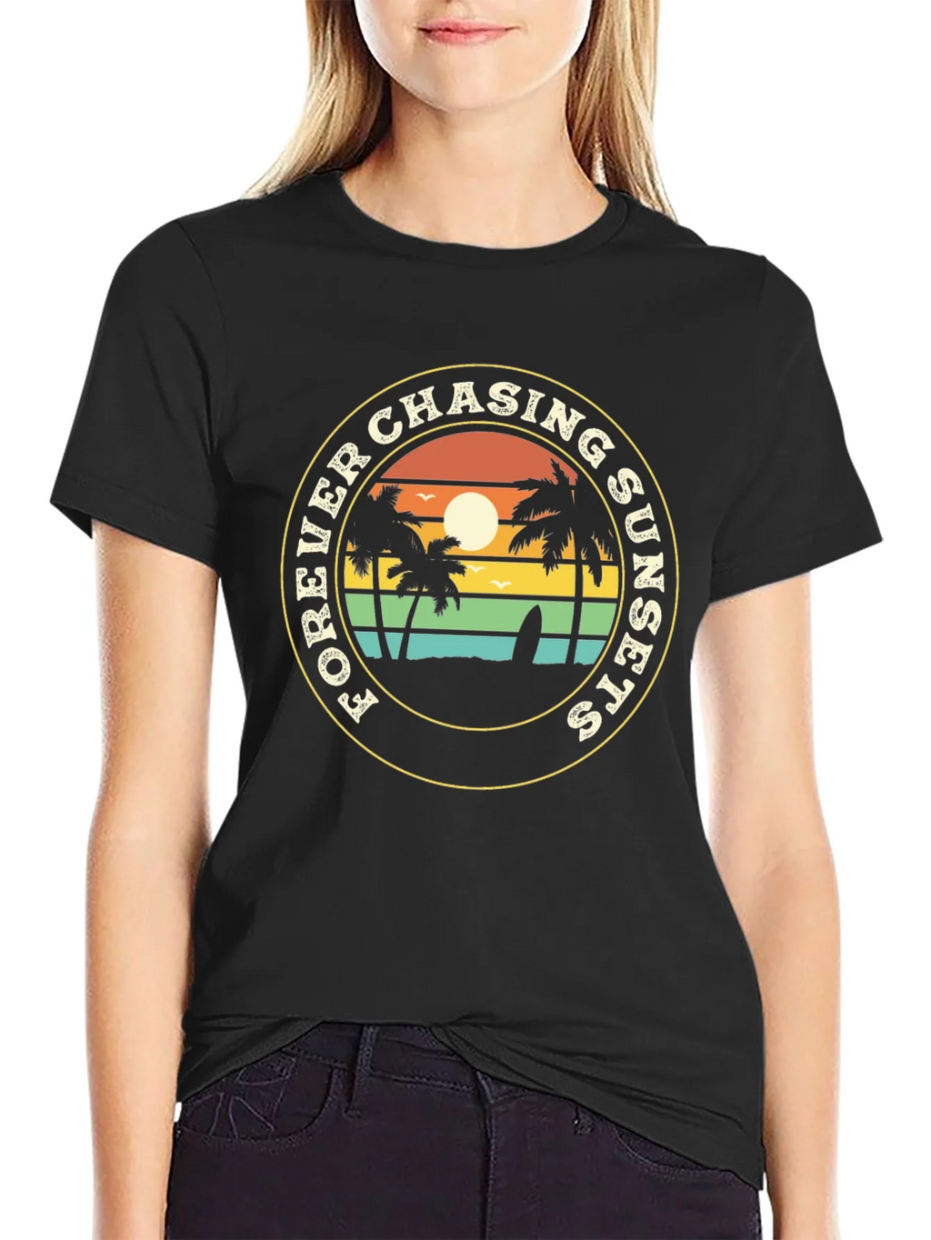Forever Chasing Sunsets Black Graphic Tee product image 5