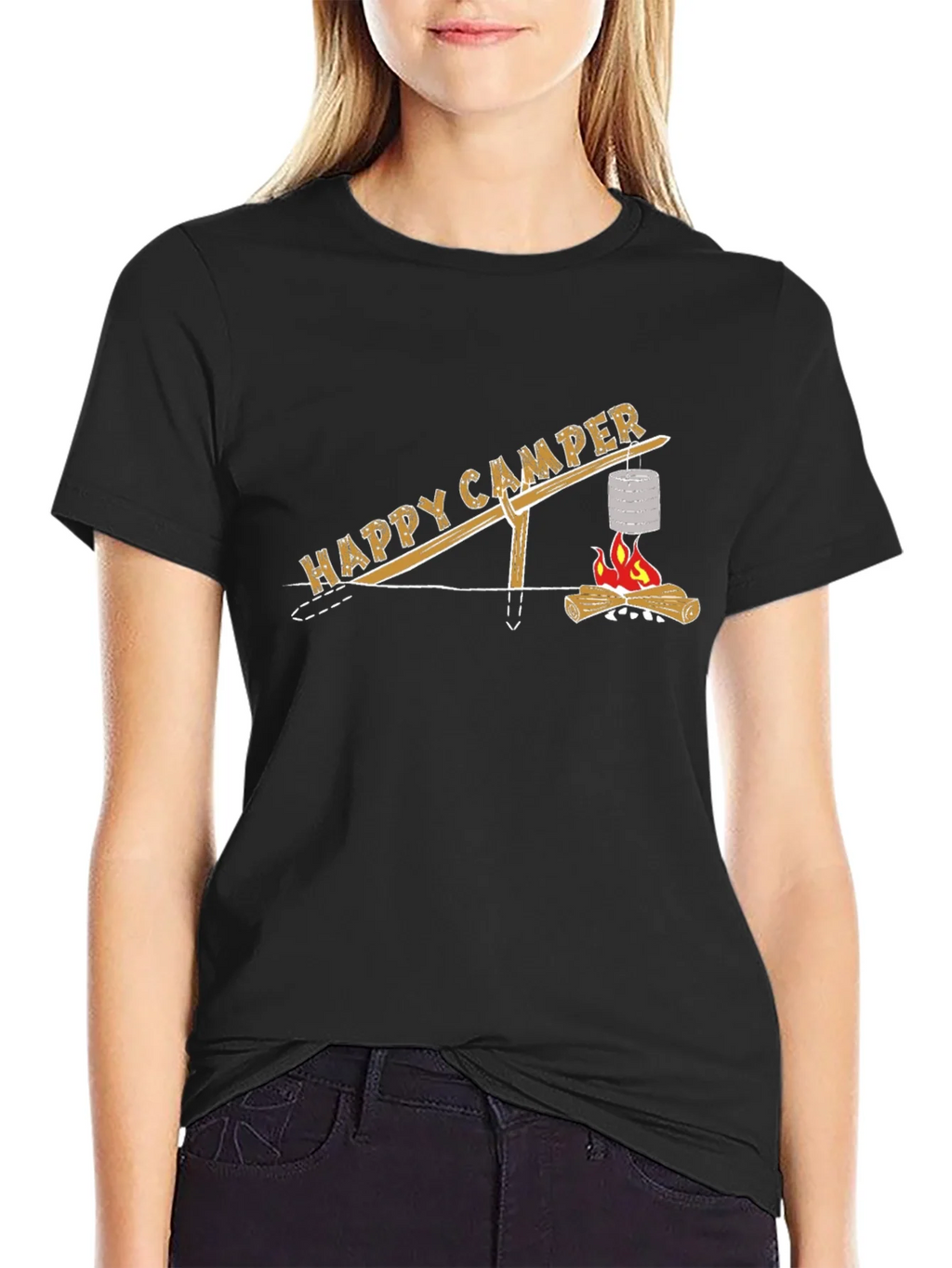 Happy Camper T-Shirt - Campfire Cooking Design product image 5