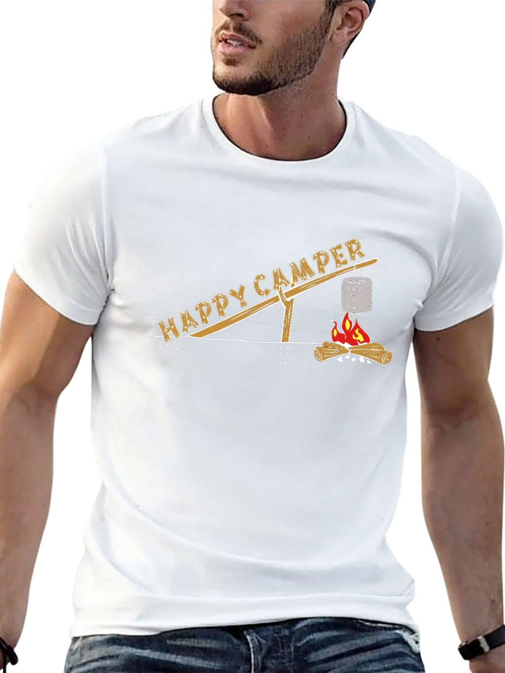 Happy Camper T-Shirt - Campfire Cooking Design product image 4