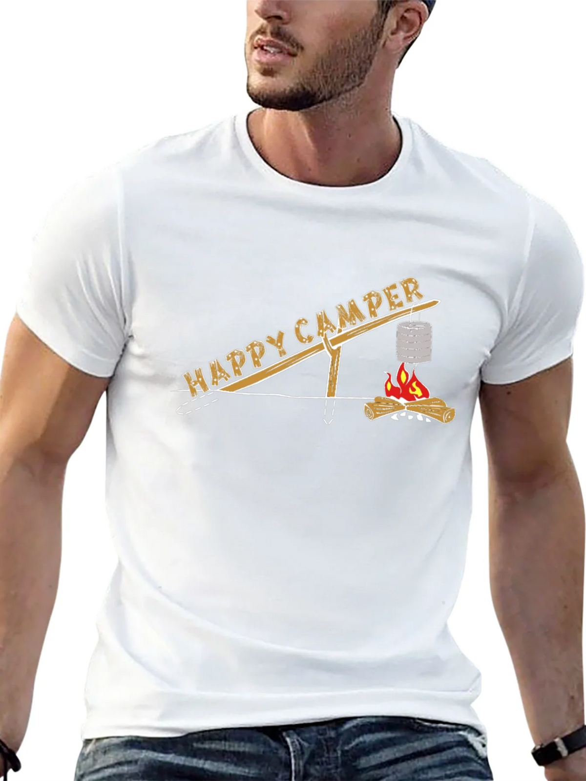 Happy Camper T-Shirt - Campfire Cooking Design product image 4