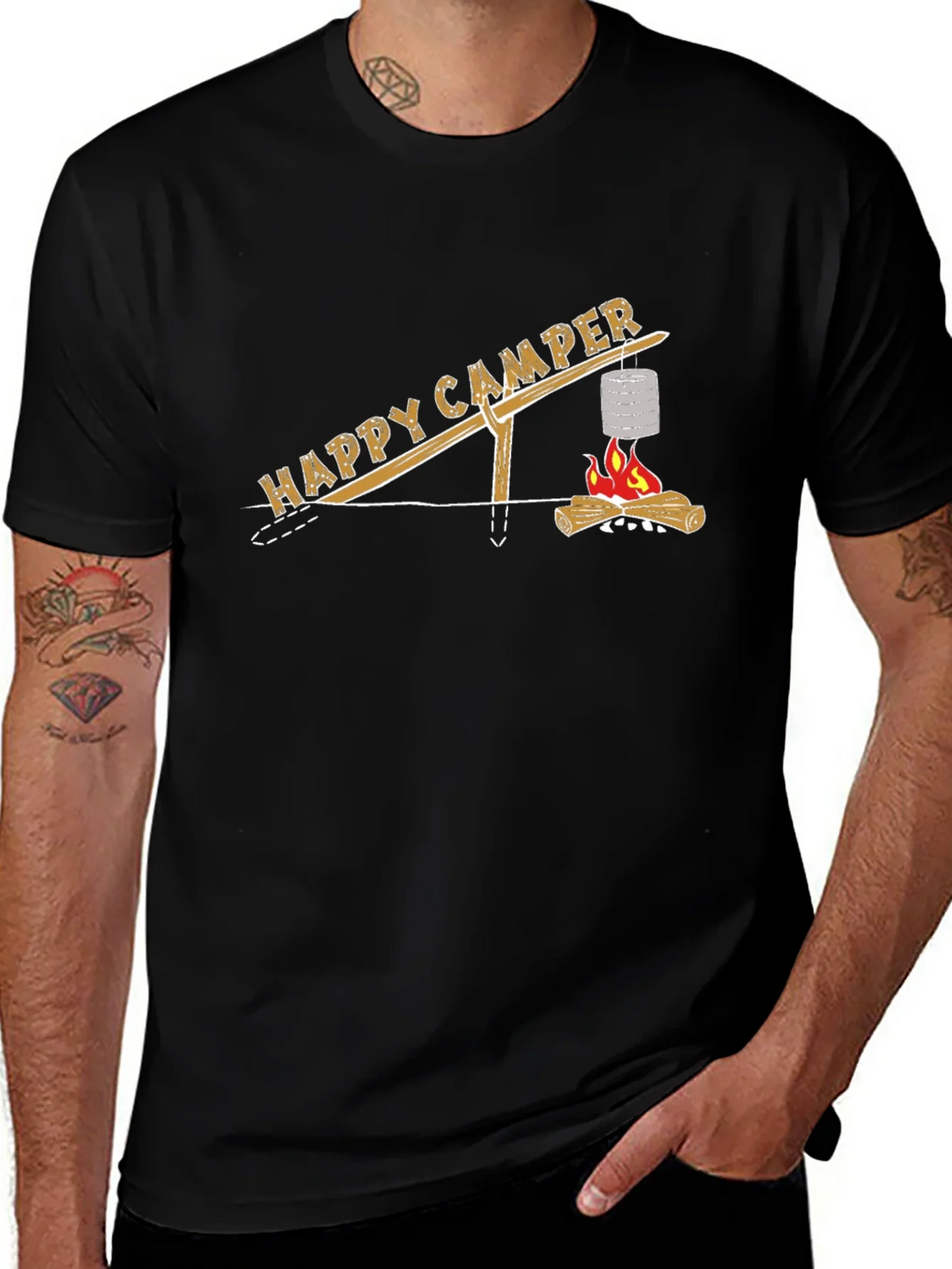 Happy Camper T-Shirt - Campfire Cooking Design product image 1