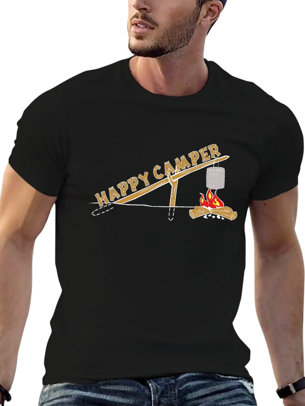 Happy Camper T-Shirt - Campfire Cooking Design product image 9
