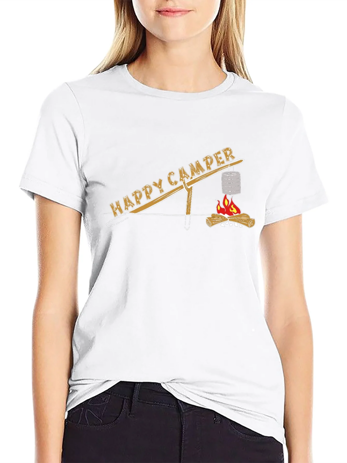 Happy Camper T-Shirt - Campfire Cooking Design product image 11