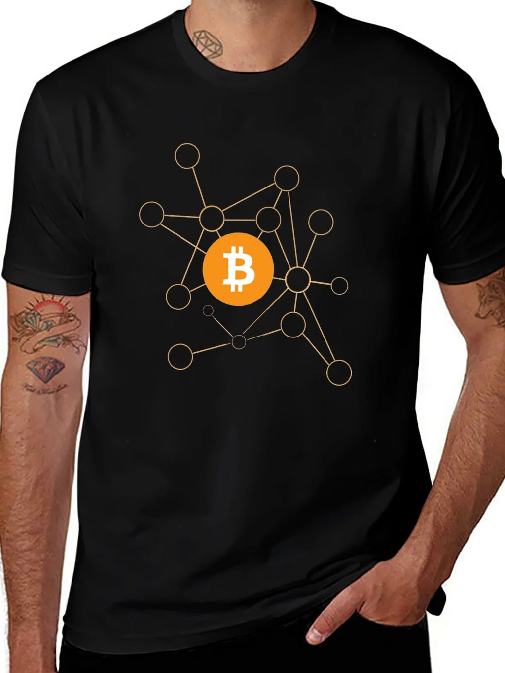 Bitcoin Crypto Network Black T-Shirt product image 1