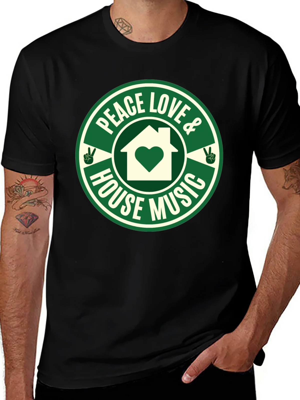 Peace Love House Music Graphic Tee product image 1