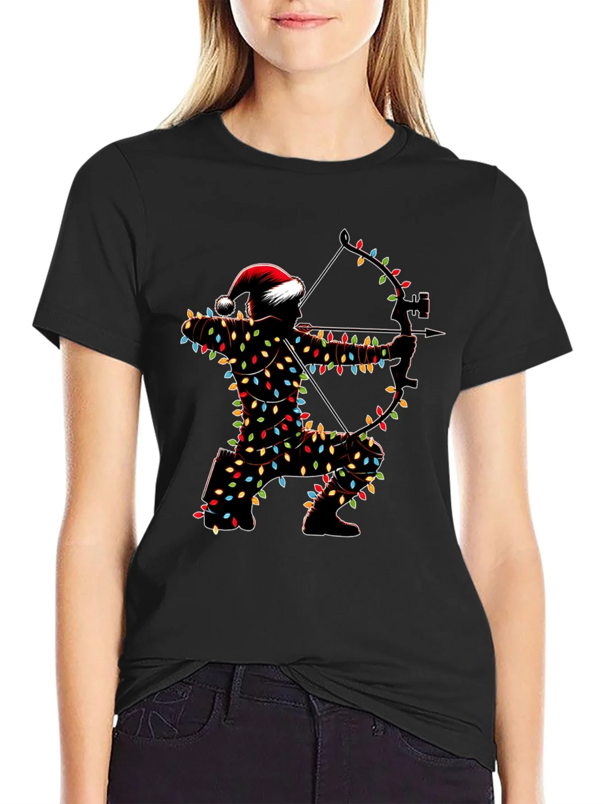 Archery Christmas Lights Santa T-Shirt product image 5