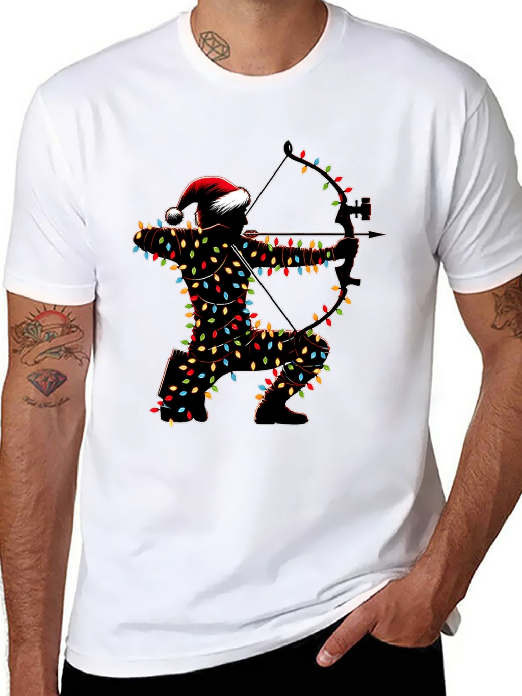 Archery Christmas Lights Santa T-Shirt product image 10