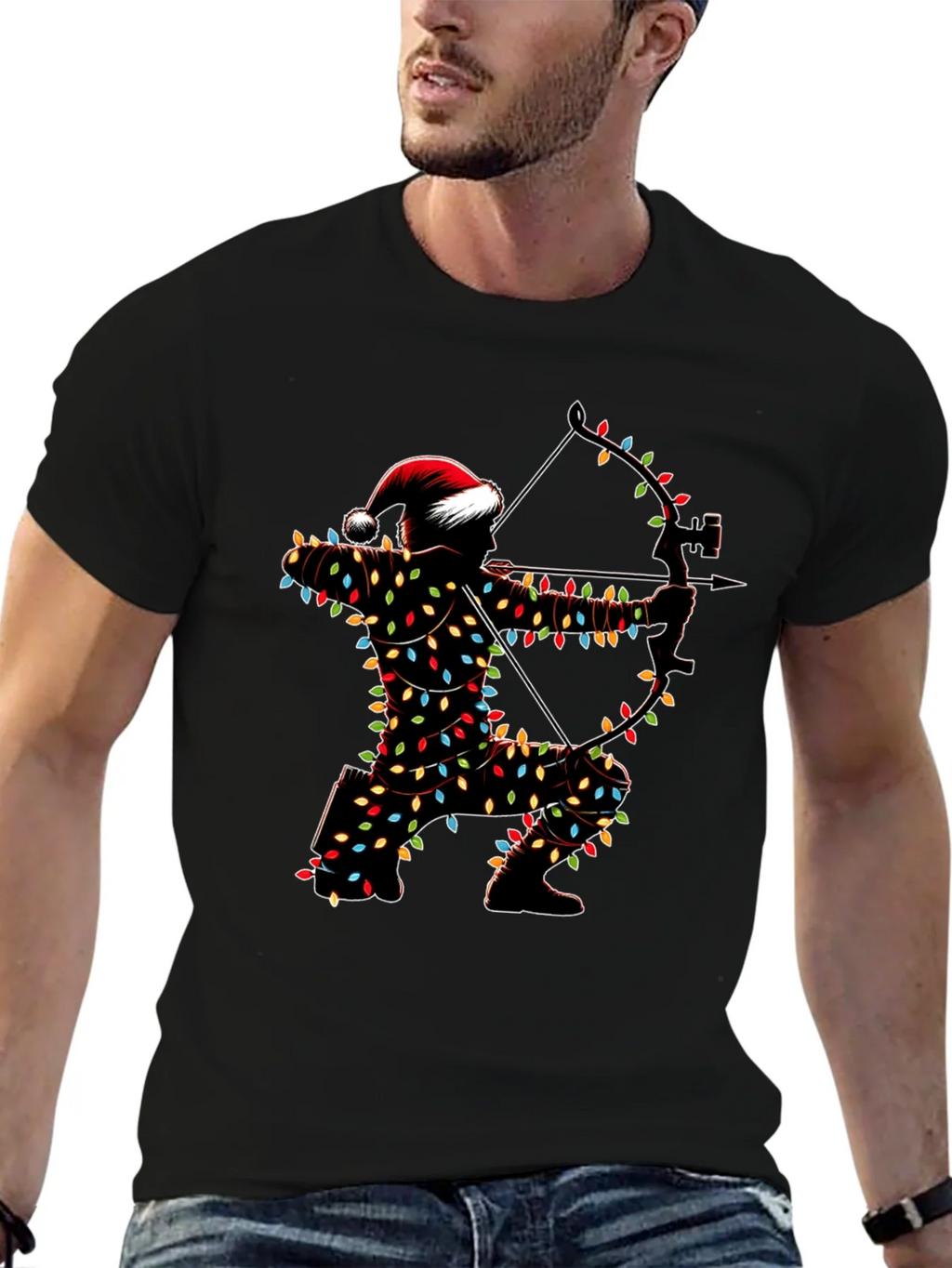 Archery Christmas Lights Santa T-Shirt product image 9
