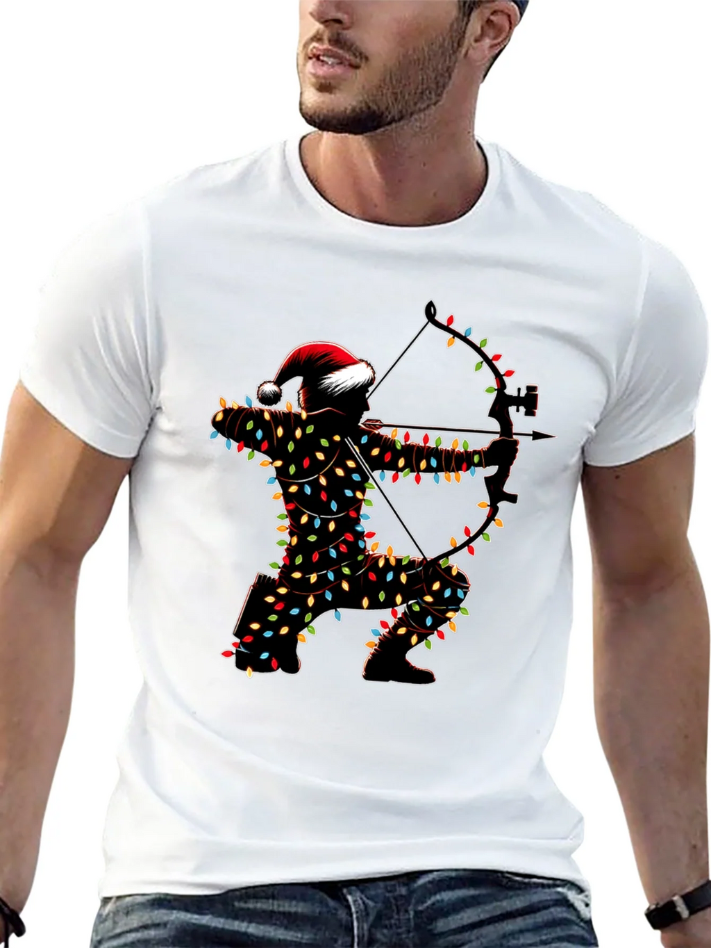 Archery Christmas Lights Santa T-Shirt product image 4