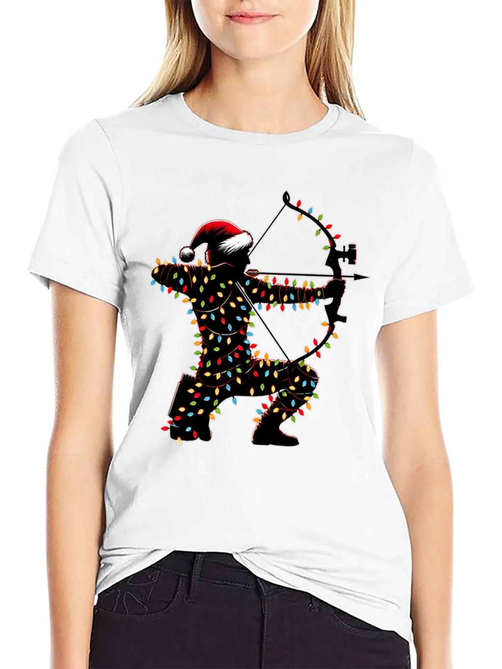 Archery Christmas Lights Santa T-Shirt product image 11