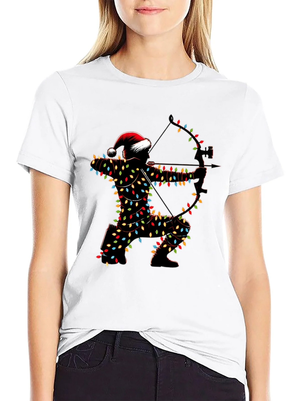 Archery Christmas Lights Santa T-Shirt product image 11