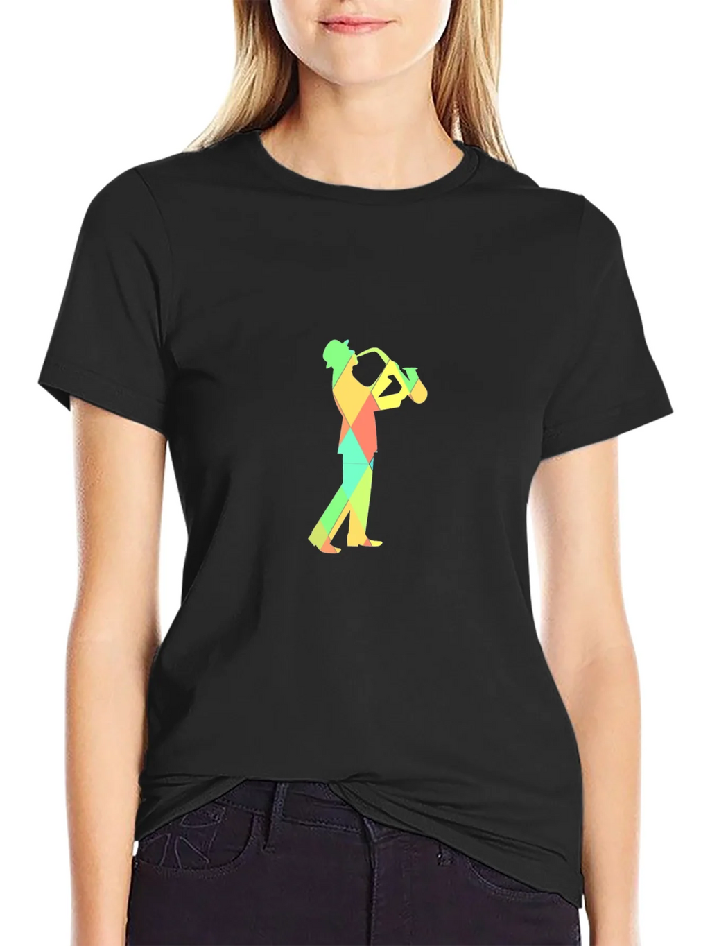 Geometric Saxophone Player Graphic Tee - Black product image 5