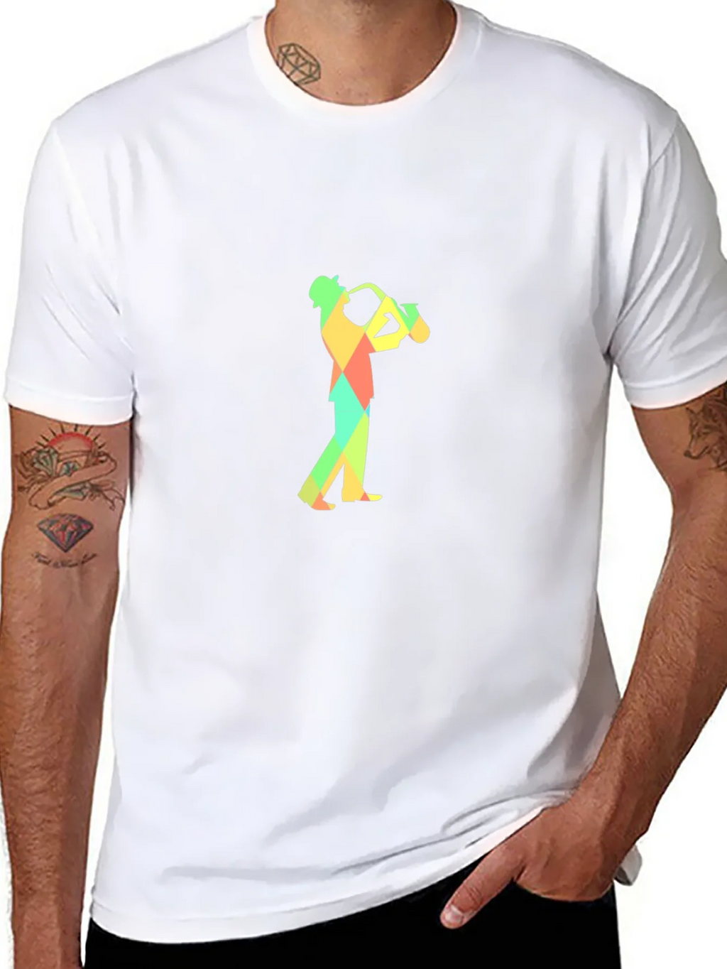 Geometric Saxophone Player Graphic Tee - Black product image 10