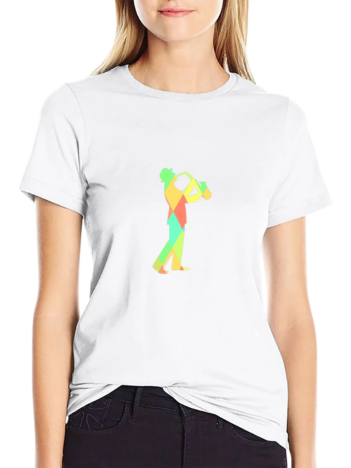 Geometric Saxophone Player Graphic Tee - Black product image 11