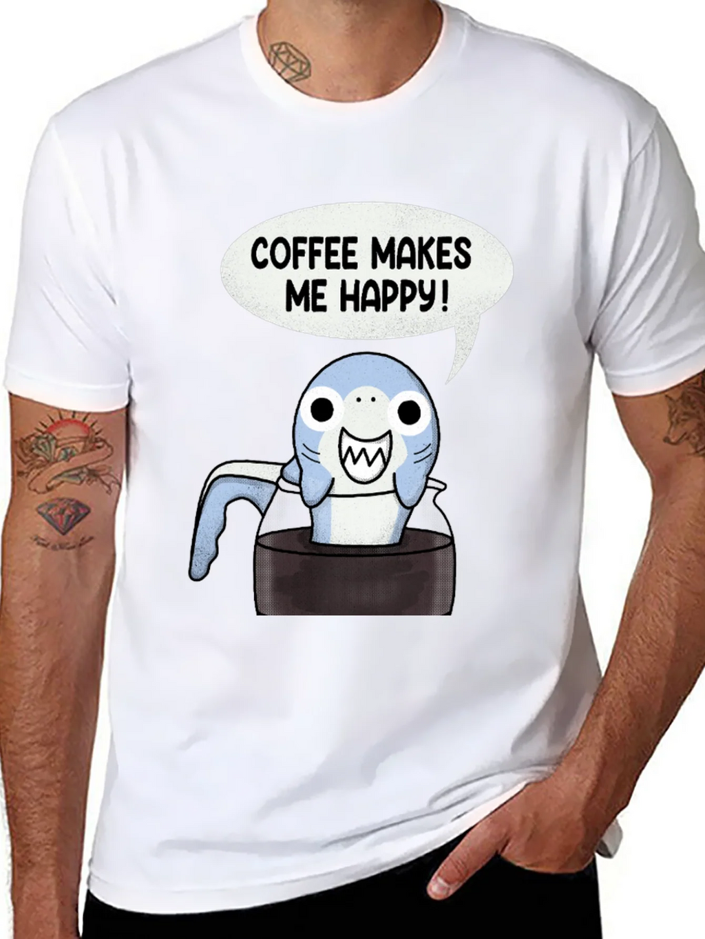 Coffee Shark T-Shirt - Makes Me Happy Tee product image 9