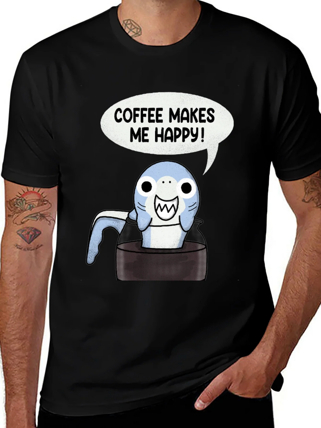Coffee Shark T-Shirt - Makes Me Happy Tee product image 1