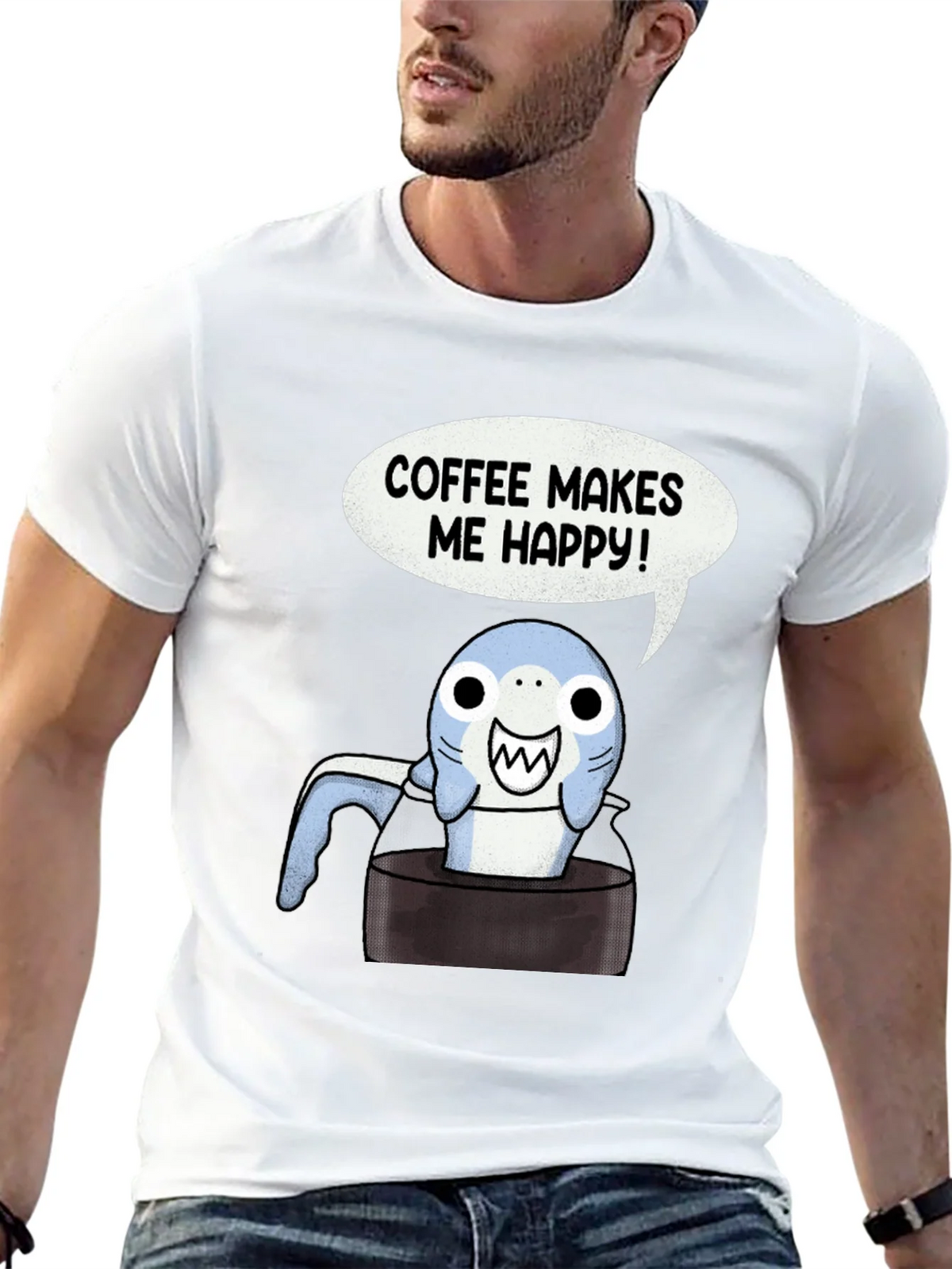 Coffee Shark T-Shirt - Makes Me Happy Tee product image 4