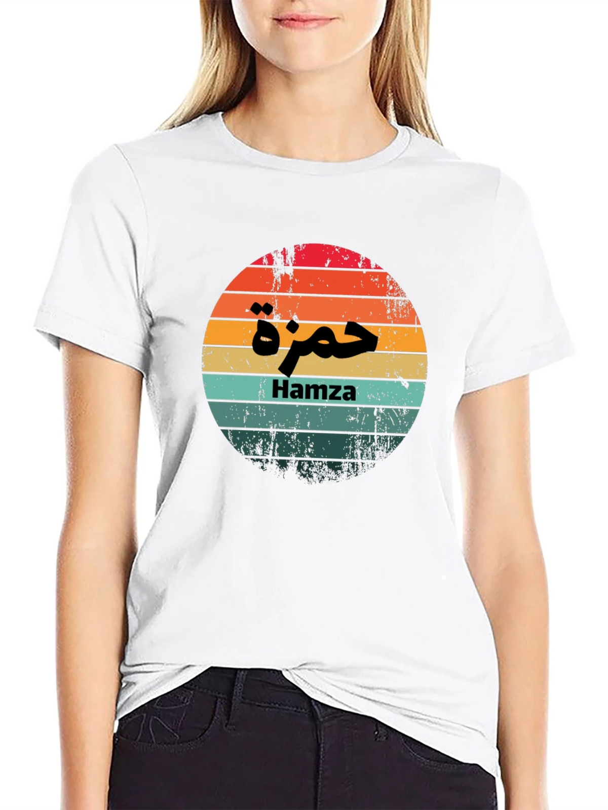 Hamza Sunset Retro Style T-Shirt product image 11