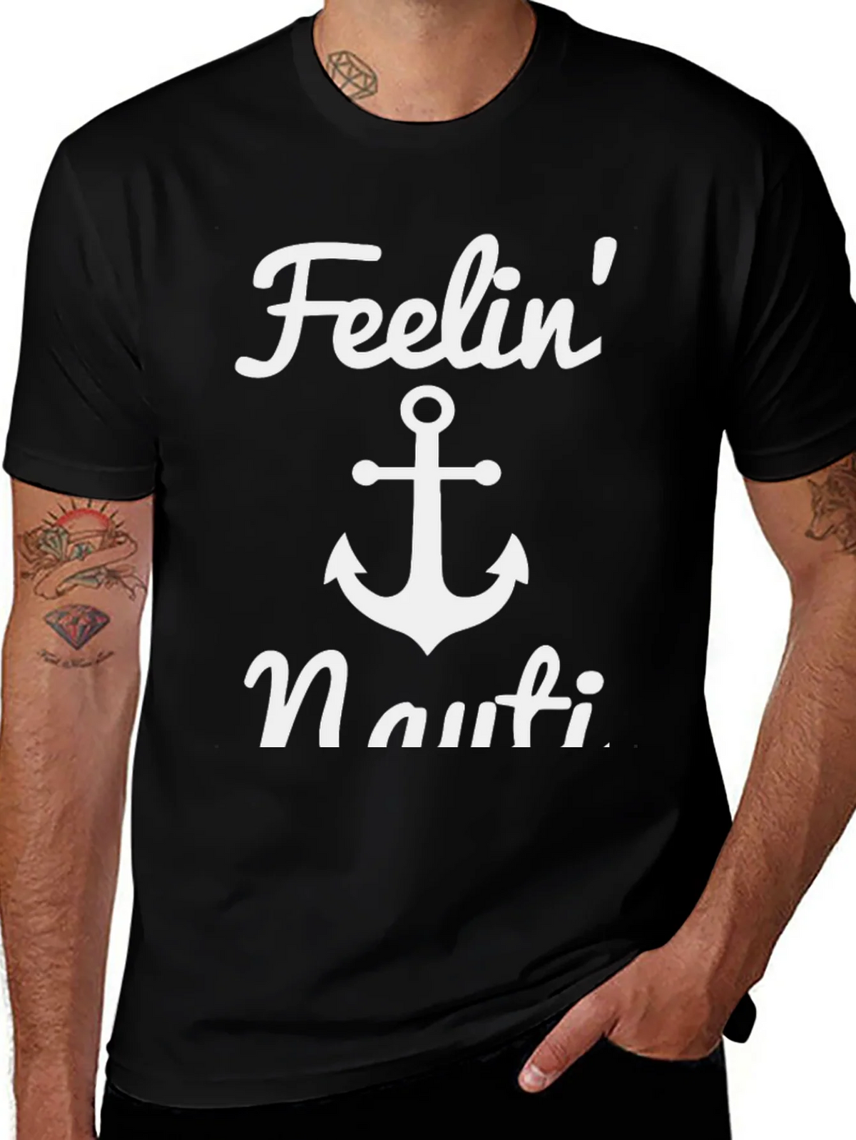 Feelin Nauti Anchor T-Shirt - Black Casual Tee product image 1