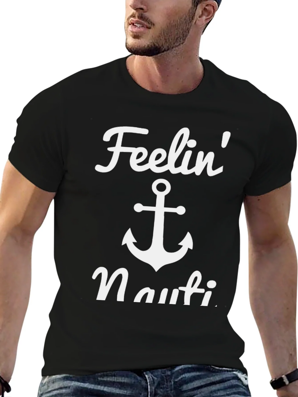 Feelin Nauti Anchor T-Shirt - Black Casual Tee product image 8