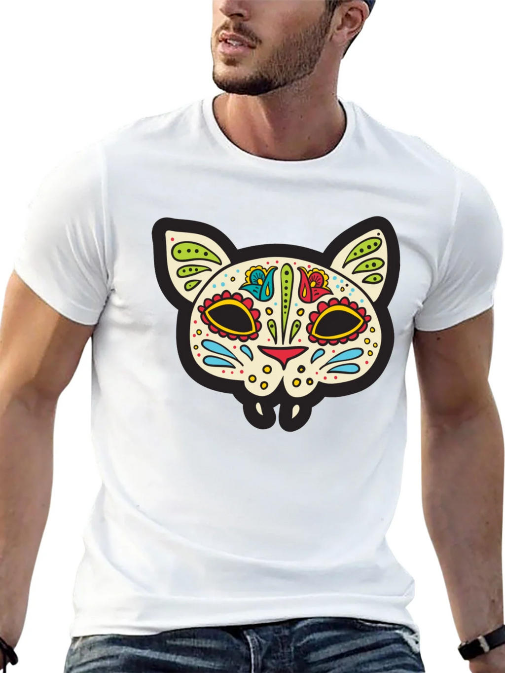 Sugar Skull Cat T-Shirt - Dia de los Muertos Style product image 4