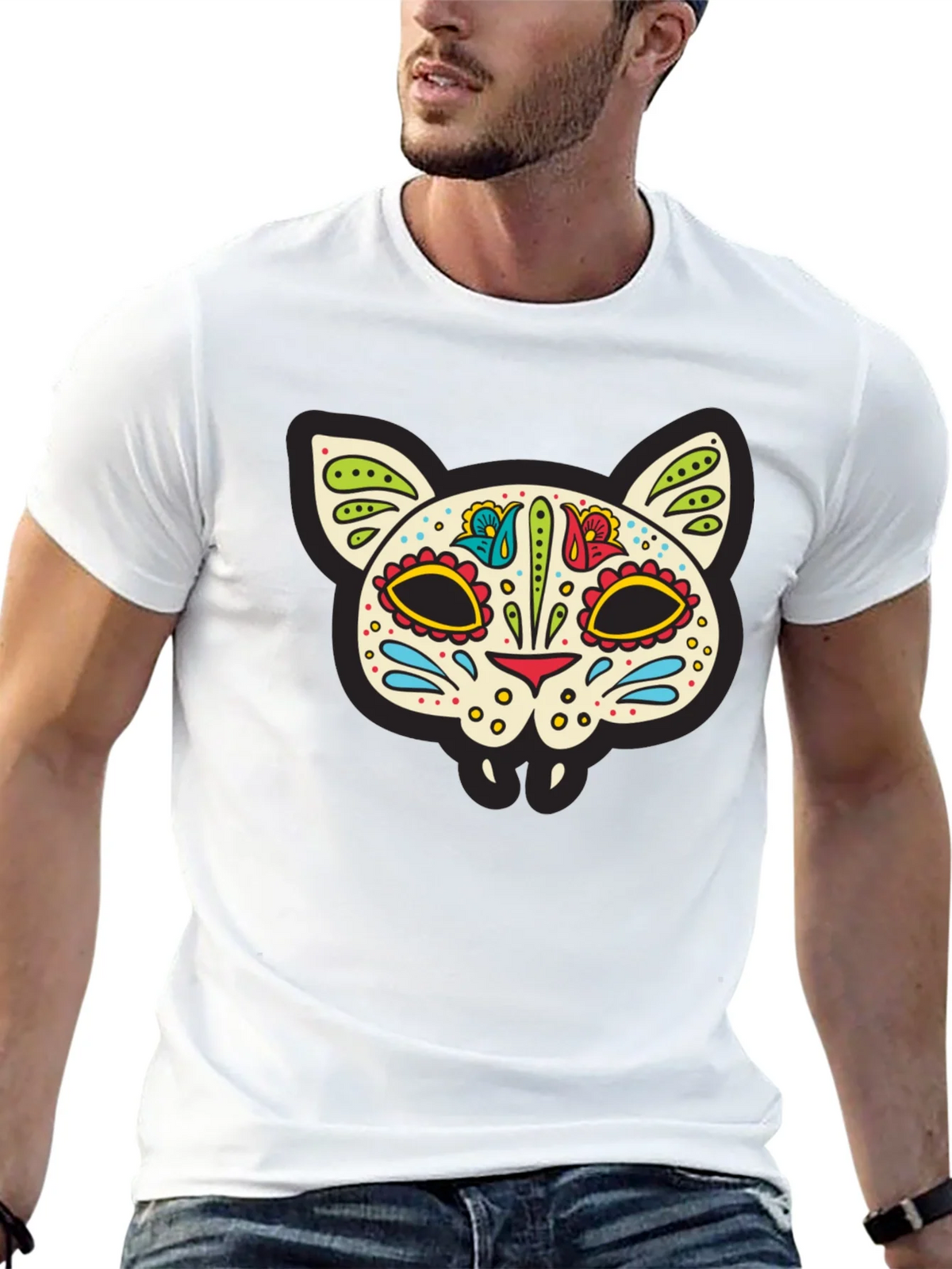 Sugar Skull Cat T-Shirt - Dia de los Muertos Style product image 4
