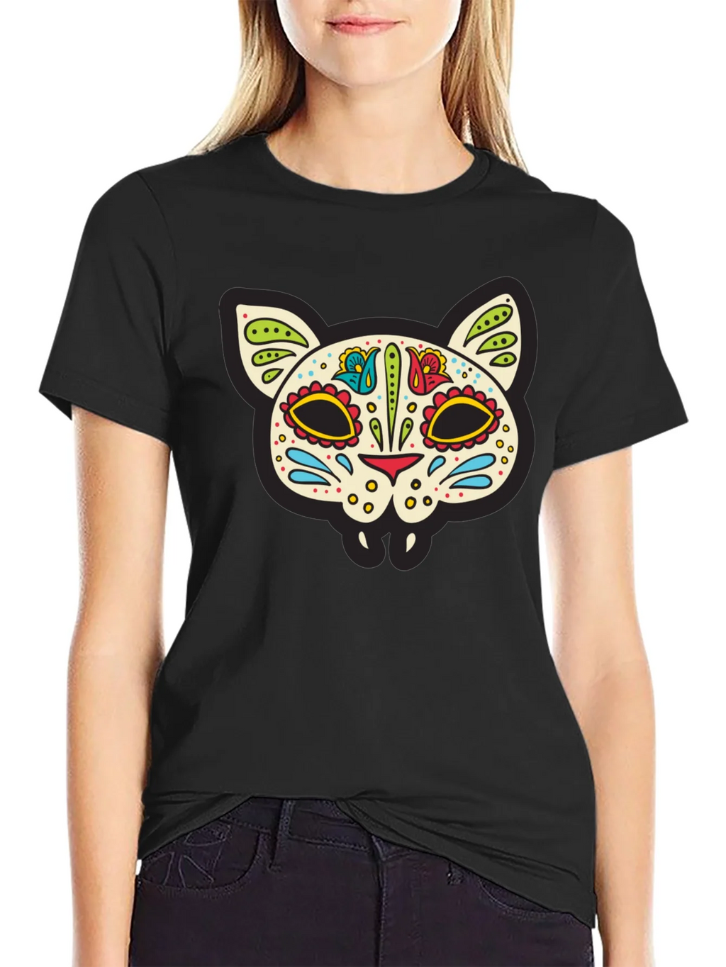 Sugar Skull Cat T-Shirt - Dia de los Muertos Style product image 5