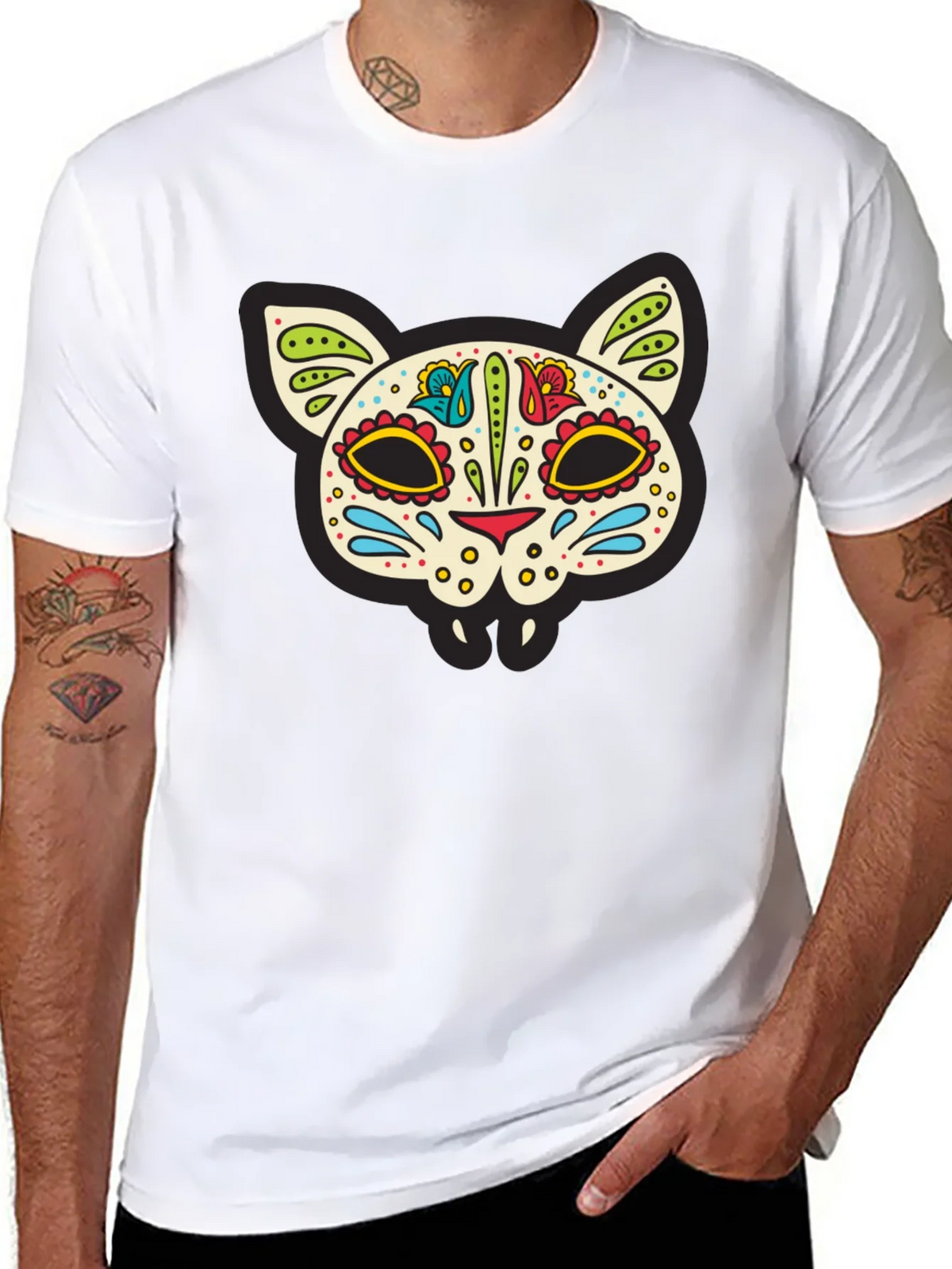 Sugar Skull Cat T-Shirt - Dia de los Muertos Style product image 10