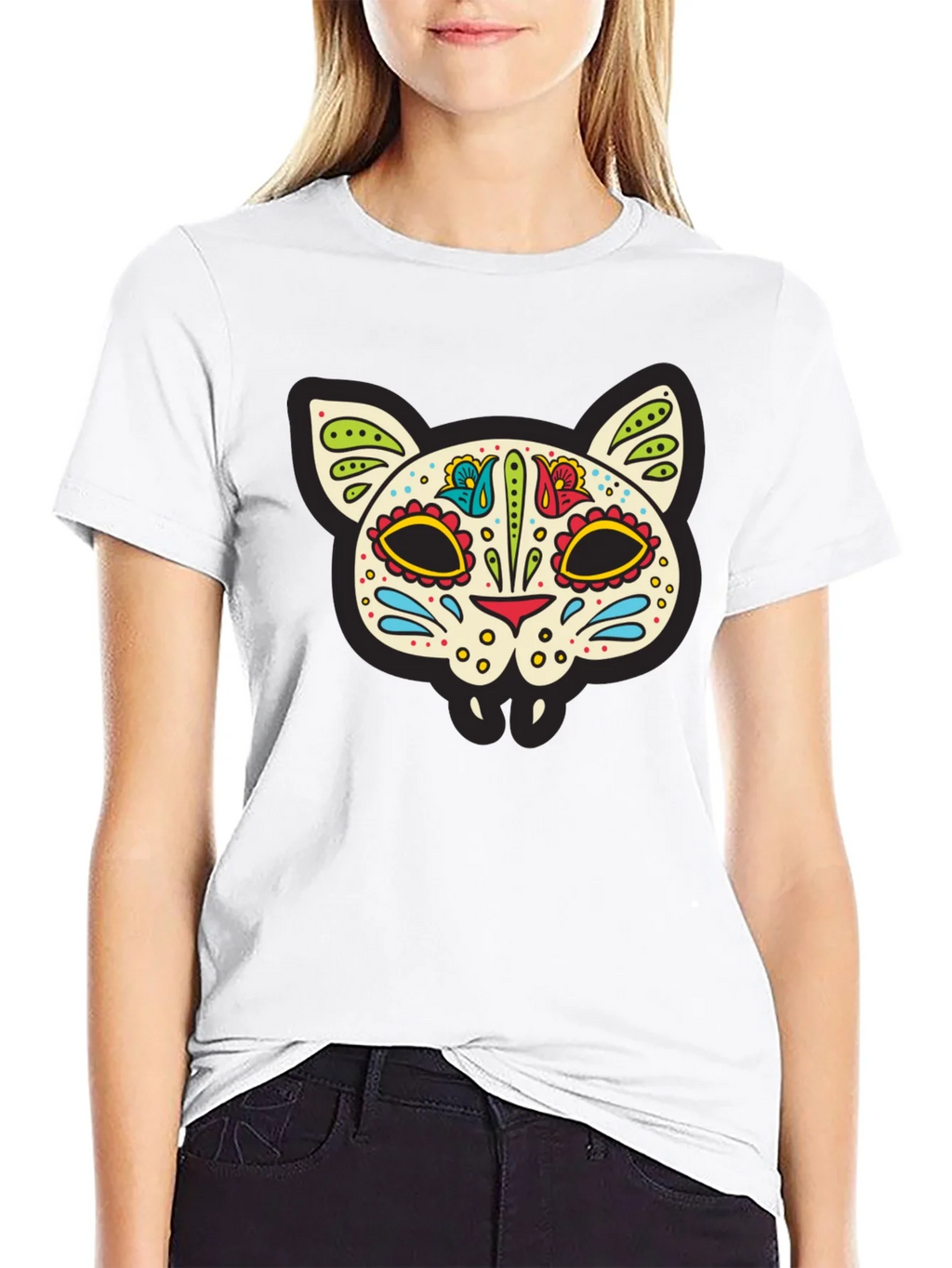 Sugar Skull Cat T-Shirt - Dia de los Muertos Style product image 11