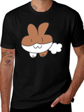 Cute Cartoon Bunny Black T-Shirt product image 1