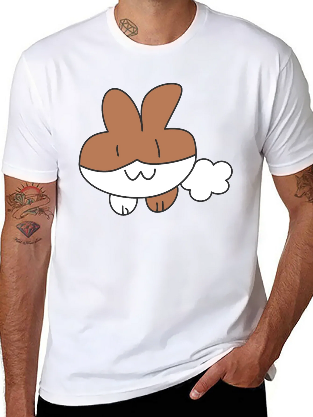 Cute Cartoon Bunny Black T-Shirt product image 10