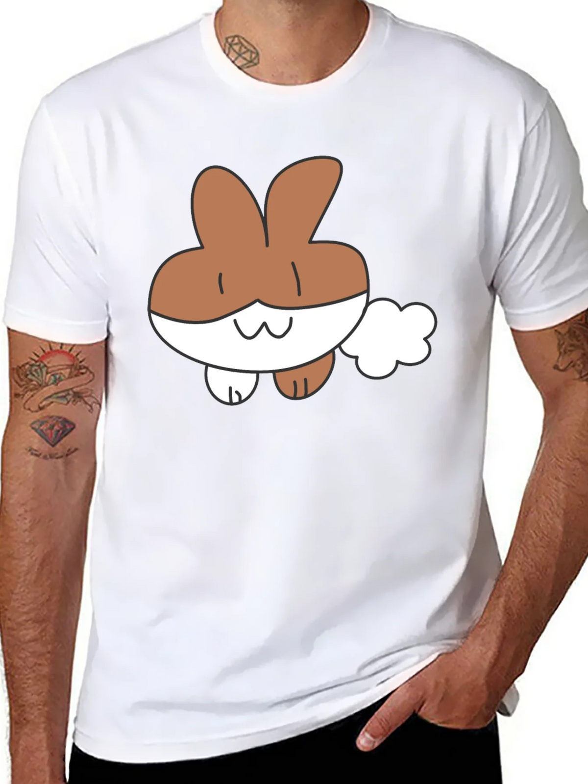 Cute Cartoon Bunny Black T-Shirt product image 10