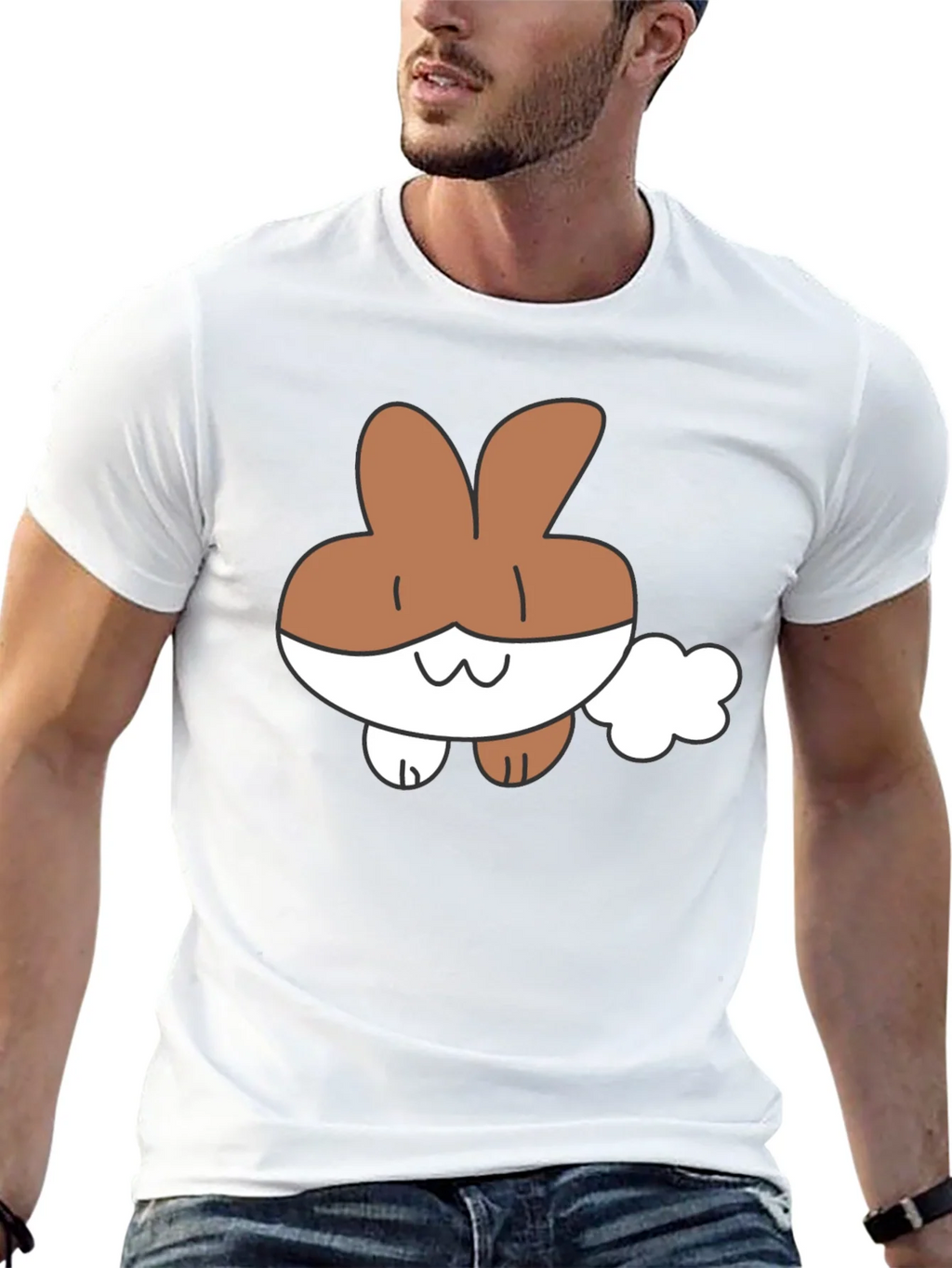 Cute Cartoon Bunny Black T-Shirt product image 4