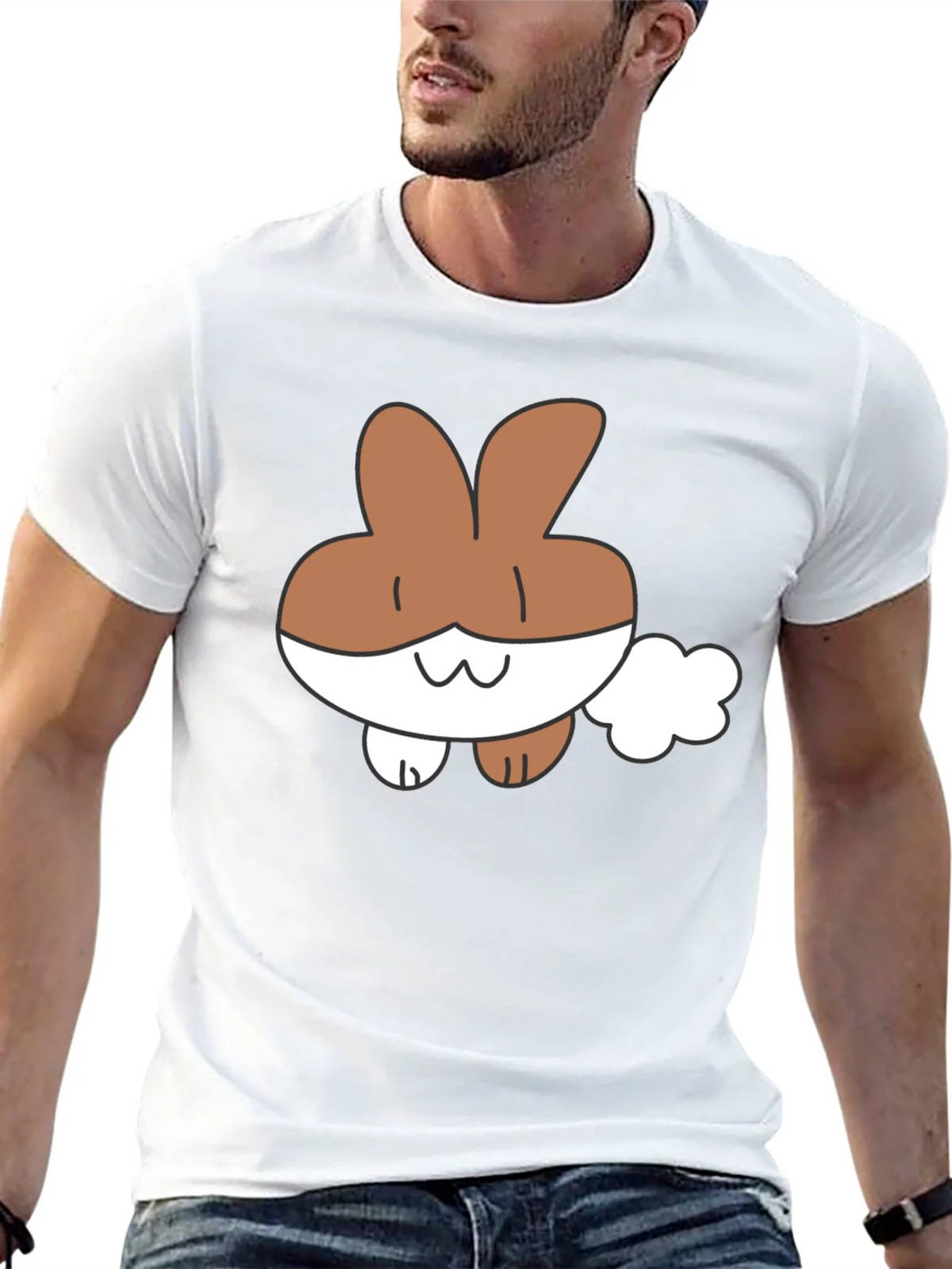 Cute Cartoon Bunny Black T-Shirt product image 4