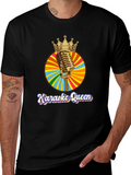 Karaoke Queen Graphic Tee - Retro Mic Design product image 1