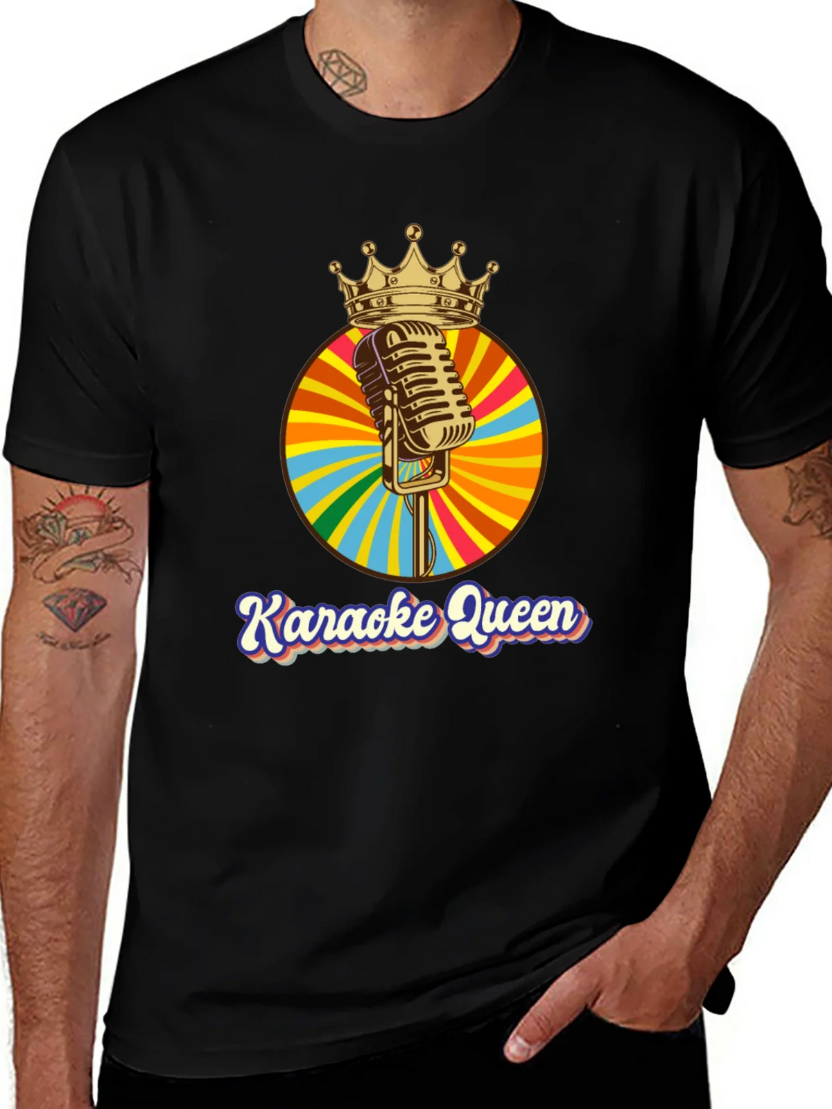 Karaoke Queen Graphic Tee - Retro Mic Design product image 1