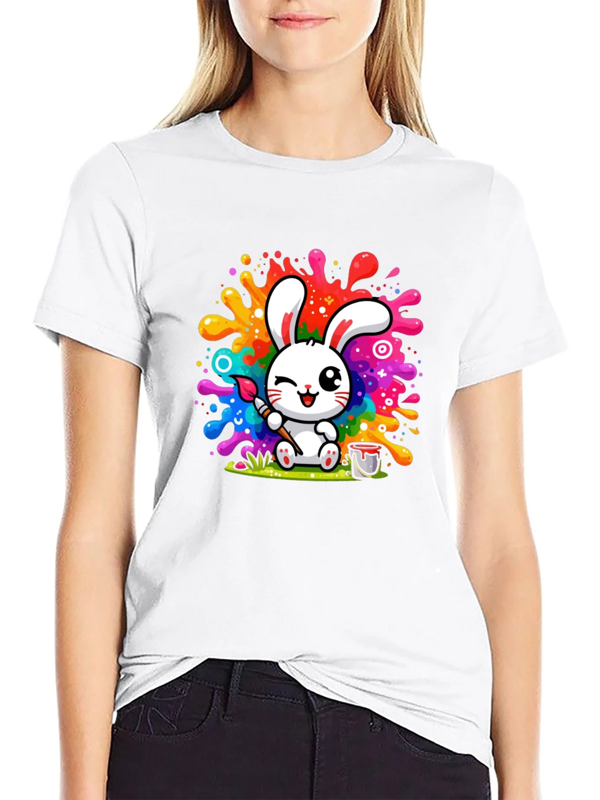 Bunny Painter Graphic T-Shirt - Artistic Style product image 11