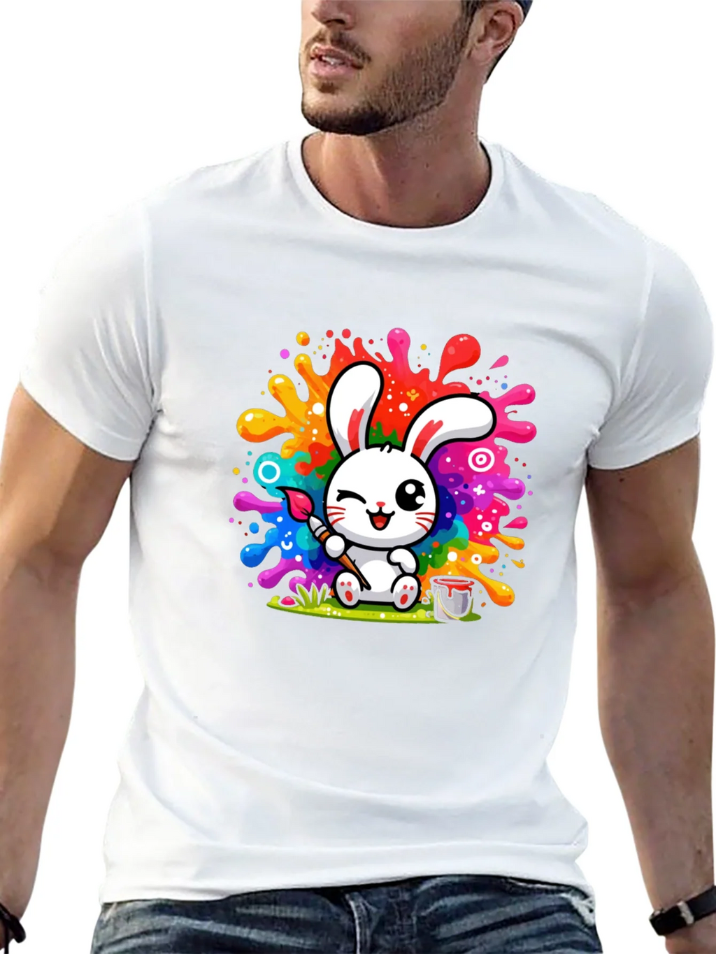 Bunny Painter Graphic T-Shirt - Artistic Style product image 4