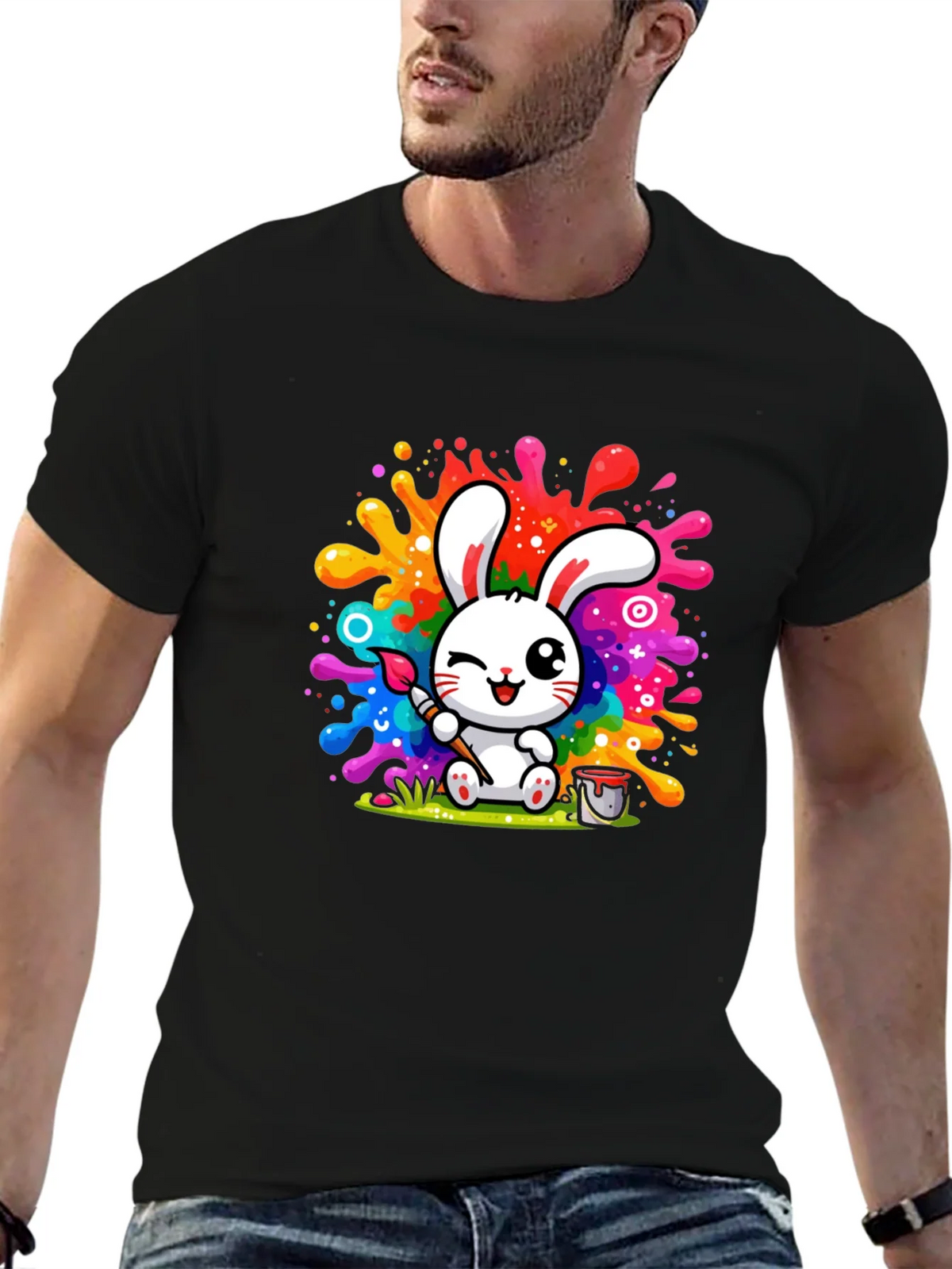 Bunny Painter Graphic T-Shirt - Artistic Style product image 9