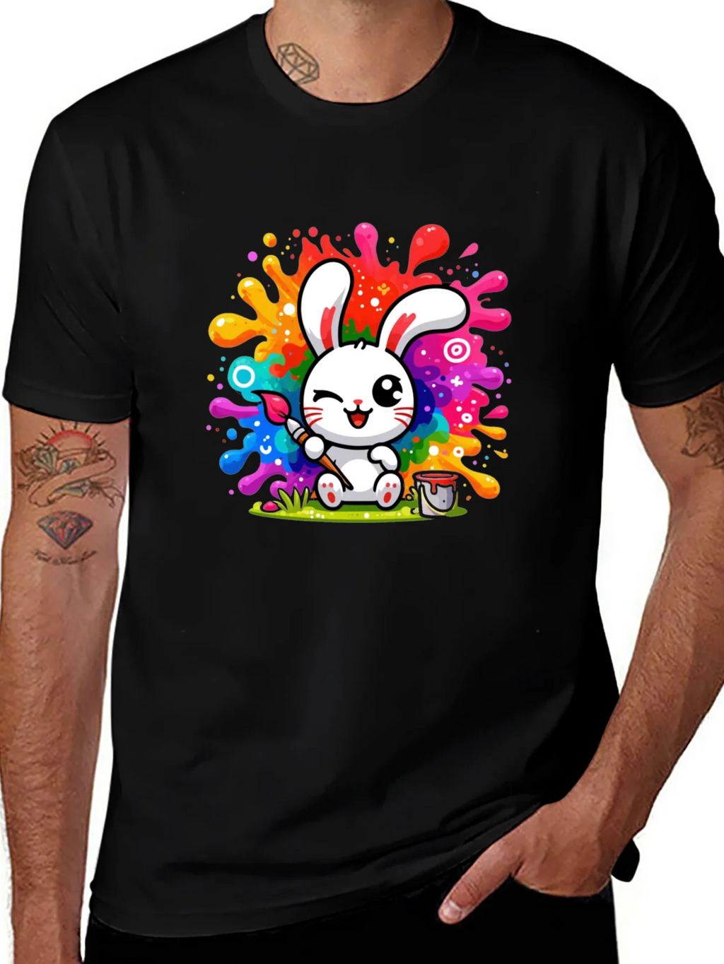 Bunny Painter Graphic T-Shirt - Artistic Style product image 1
