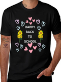 Happy Back to School Black T-Shirt with Heart & Sunflower product image 1