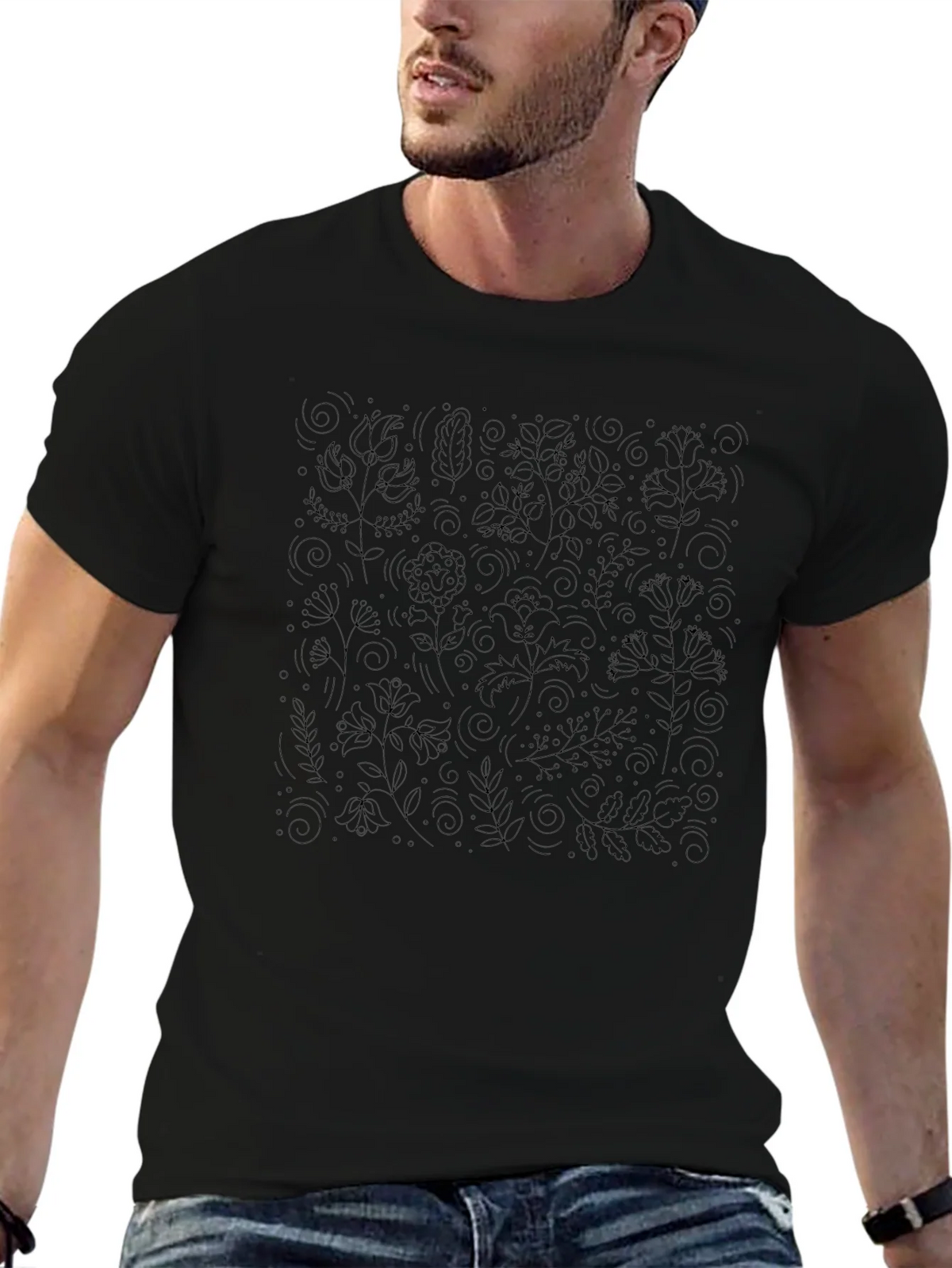Floral Print Black T-Shirt - Stylish Comfort product image 4